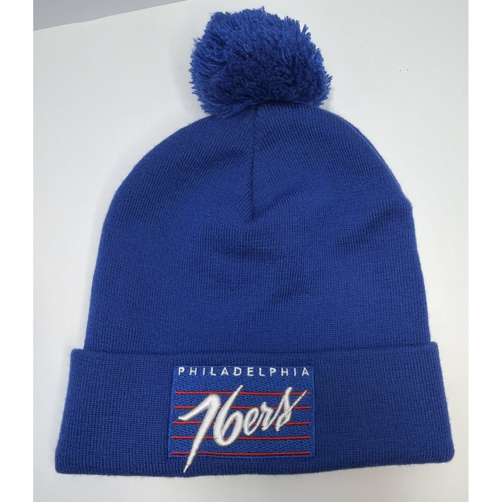 Mitchell & Ness Philadelphia 76ers Cursive Script Knit Beanie Hat